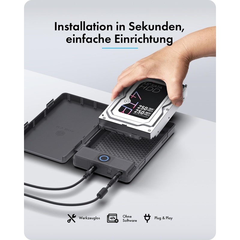 ICY Box Spade Base 388 (2.5/3.5 SATA SSD/HDD Enclosure), USB