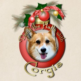 CafePress Christmas Deck The Halls Corgis Tote Bag Reusable Natural Beige Canvas Shopping Bag