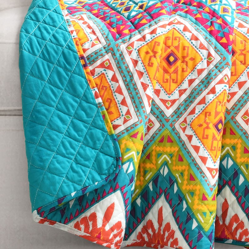 Lush Decor Boho Chevron Reversible Cotton Throw Blanket Single 50"