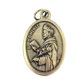 Silver Toned Base Patron of Astronomy Saint Dominic Medal Pendant, 1 Inch