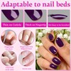 240PC Extra Short Press on Nail Square Dark Purple Fake