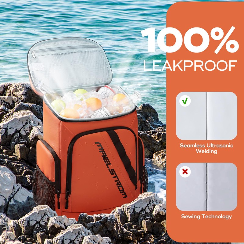 Maelstrom Backpack Cooler,36 Can Cooler Backpack,Soft Cooler Bag Insulated Leakproof,Lightweight