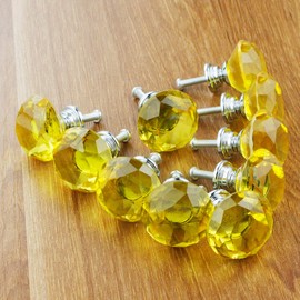 BNYZWOT Crystal Glass Cabinet Knobs 30mm Diamond Shape Drawer Kitchen Cabinets Dresser Cupboard Wardrobe Pulls Handles 10 Pcs
