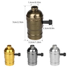 4 Pack 3-Way Lamp Socket Replacement E26 Screw Base Light Socket with Turn Knob Switch for Low- Medium - High Settings UL Listed Repair Kit for Lamp (Black)