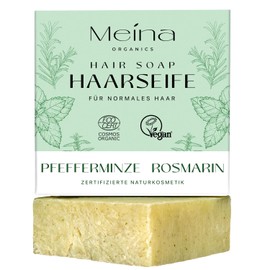 Meina Natural Cosmetics Hair Soap - Organic Shampoo Bar with Nettle, Peppermint and Rosemary, Palm Oil-Free, Solid Vegan Bar Shampoo, Shampoo Soap for Men and Women, 1 x 80 g
