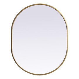 Elegant Decor Asha 24x30 Oval Modern MDF Wood/Iron Mirror in Brass
