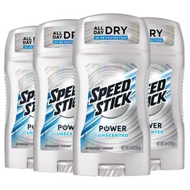 Speed Stick Power Antiperspirant Deodorant for Men, Unscented, 3 Oz, Pack of 4