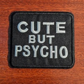 Unbranded Cute But Psycho Patch Punk Goth Funny Meme PatEmbroidered Iron On Patch 3x3.25"