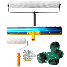 Self-Levelling Cement Tool Kit，Floor Construction Tools with Roller Spiked Shoes Stainless Steel Scraper Roller Needle Length 13mm