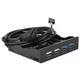 Wendry 3.5-inch USB Front Panel, Multi-Function 19PIN/9 Pin High Speed USB3.0+USB2.0 4-Port Floppy Drive Front Panel for Desktop