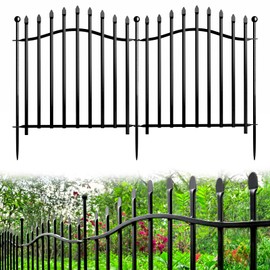 10 Panels No Dig Garden Fence - 24in H x 22.5ft L, Reinforced Square Tube Rustproof Metal Animal Barrier for Dogs & Rabbits, Outdoor Decorative Border Fencing for Yards & Gardens