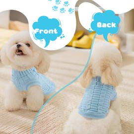 Viiotu Small Dog Jumper & Sweater - Elastic Warm Knitwear for Pets, Soft Breathable Winter Clothes, Machine Washable Dog Costume Ideal for Chihuahua, Pug, Yorkie & Small Breeds (Blue, XXL)