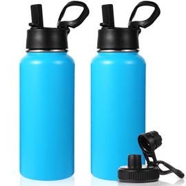 Neihepal 32oz Double Wall Insulation Water Bottle(Mint,2 Set)
