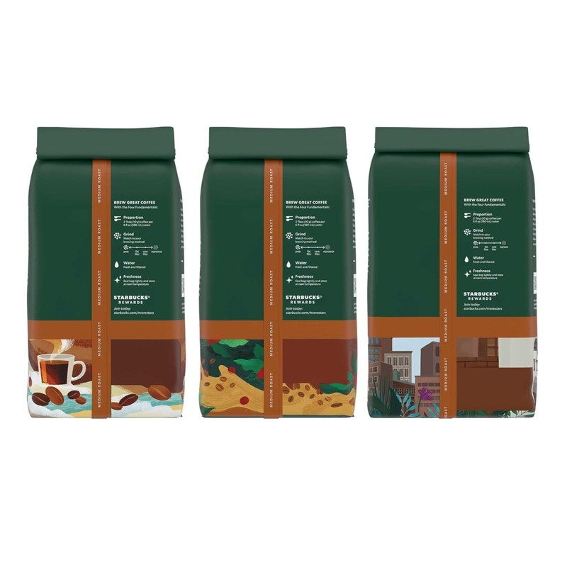 Starbucks Medium Roast Ground Coffee, Variety Pack, 3 bags (12