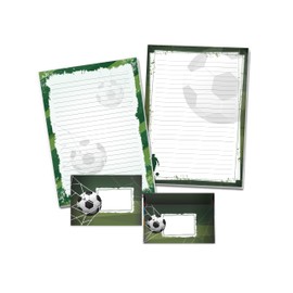 Writing Paper Set with 2 Writing Pads and 25 Envelopes for Children Football Tournament Ball Goal (1 Pad Light and 1 Pad Dark A4 with 25 Sheets Each + 25 Envelopes)