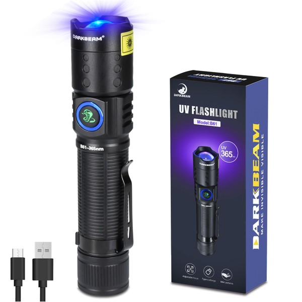 DARKBEAM UV 365nm Flashlight Black Light LED, Ultraviolet Flashlights, Powerful