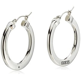 GUESS "Basic" Silver Logo Small Hoop Earrings