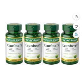 Nature’s Bounty 4 Pack Cranberry + Vitamin C & E 4200mg 360 Softgls (3x120) Urinary Track Health
