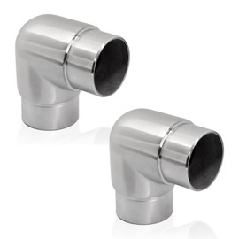 PRIOstahl Round Elbow Pipe Connector Plug Fitting Corner Connector Round 90 Degrees – Pack of 2 Diameter 42.4 mm for Round Pipes Pipe Handrail Connection for Plugging Railing Rustproof Stainless Steel