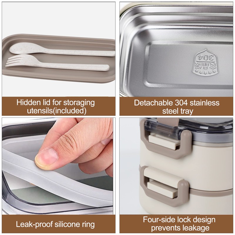 JUBOSYCZ Stainless Steel Bento Box for Adults&Kids,Japanese Leakproof Lunch Box