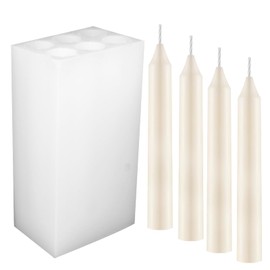 6 Holes Long Cylinder Silicone Candle Molds, Pillar Candle Making Mold Long Cylinder Scented Candle Mold for Wax Candle Handmade Craft Making