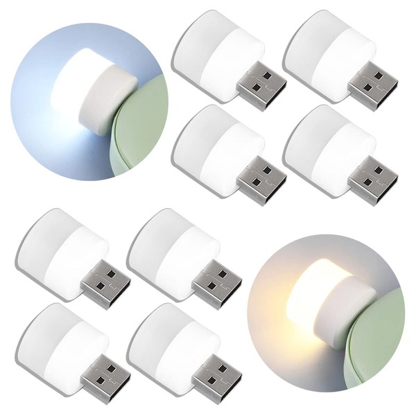 USB Lights by Night, Mini LED Bulb, Plug-in, Warm White,