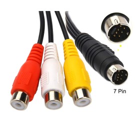 Rosebe Convenient Conversion Cable, 7-Pin Mini-DIN Male to Composite Female AV Red-White-Yellow Converter Cable (0.25m) MD7P-3RCA