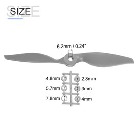 QUARKZMAN Pack of 6 8 x 6 Inch Propeller RC Propeller 2-Blade Grey with Adapter Rings for RC Aeroplane Prop Replacement