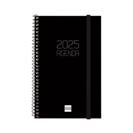 Finocam - Beta Spiral Agenda 2025 Week to View Horizontal January 2025 - December 2025 (12 months) Black Portuguese