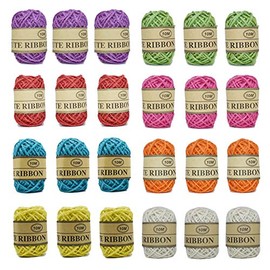 24 Roll 8 Color Jute Twine Natural Jute String 2mm 3 Ply Twine String for Artworks, DIY Crafts Gift Wrapping Twine, Picture Display and Embellishments Gift Package