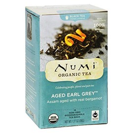 Numi Aged Earl Grey Bergamot Black Tea - 18 Tea Bags - Case of 6 - USDA Organic - Real Ingredients