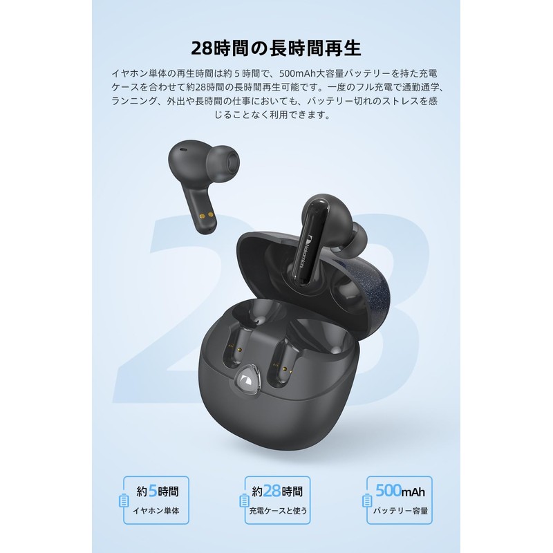 Nakamichi Wireless Earphones, Bluetooth 5.4, 3 EQ Modes, Hands-free Calling,