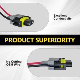 Tippwoo 2 PCS H11 Car Fog Light Wiring Harness Plug, DJ7028Y-2.8-21 IP20 Waterproof Dual Pin Pigtail Adapter Multipurpose Connector, Car Bulb Replacement Accessories, Suitable for Cars (Black)