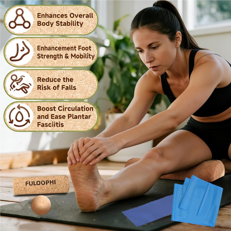 FULOOPHI Balance Board, Premium Cork 4-in-1 Foot & Ankle Strengthener