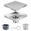 Boltigen Square Shower Drain, 304 Stainless Steel 4 inch Shower