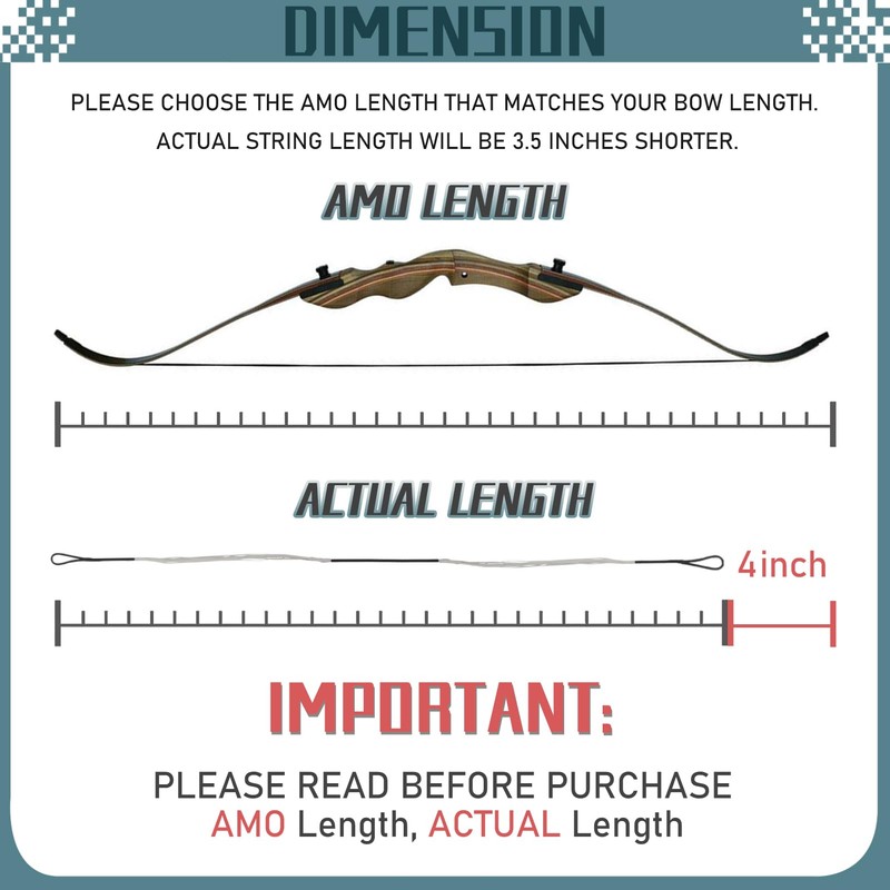 Archery Bowstrings-AMO 60" in 14 Strands, Recurve Bow String Replacement