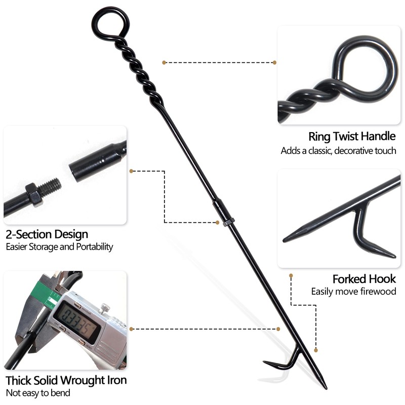 30in Fireplace Tool Set with Stand 4 Pcs Solid Manganese