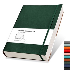 RETTACY College Ruled Notebook - 320 Numbered Pages Large B5 Lined Journal Notebook, 100gsm Thick Lined Paper, Faux Leather Softcover, for Women Men Work School, 19 x 25 cm - Green