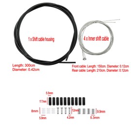 JZK Bicycle Shifter Cable and Transmission Cable kit, Cycle Brake Cable Set, Cycling Road Gear Shift Inner and Outer Cable Set, derailleur Cable Hose kit for Mountain MTB Road Bike Repair