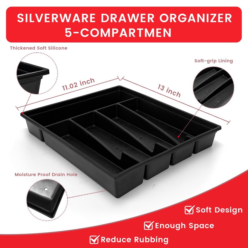 24-Piece Silverware Set with Organizer,Heavy Duty Stainless Steel Silverware for