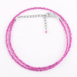 Ruby Choker Halskette für Frauen, natürliche Edelsteinperlen, Geburtsstein, zierliche handgefertigte Schmuck, Chakra -Energieheilungskristalle, 925 Sterling Silber Kette 18 Zoll