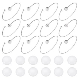 UNICRAFTALE 12Pcs Cabochon Bangle Bracelets Stainless Steel Adjustable Blanks Bangle 8mm Tray Cabochon Cuff Bangles Setting with 12Pcs Glass Cabochons Cuff Bangles for Women Gifts