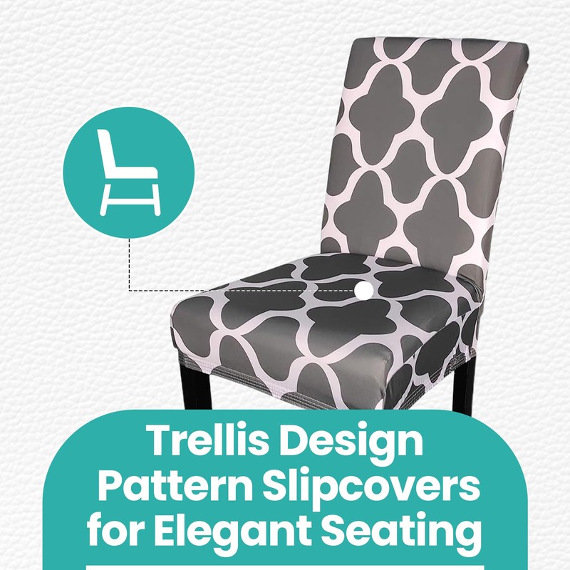 Trimming Shop Black Short Spandex Chair Cover with Floral Design