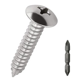 #10 x 1-1/4" Truss Head Wood Screws (50 pcs), 18-8 (304) Stainless Steel, Phillips Drive Truss Head Self Tapping Screws, Fayeploo (with Phillips Driver Bit)