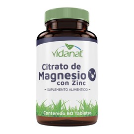 Vidanat Citrato de Magnesio con Zinc  60 Tabletas  Suplemento Alimenticio Natural para Nutrición Diaria                                               