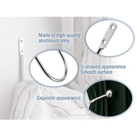 Hitopin Pack of 2 Metal Curtains Tiebacks, Metal Black Tiebacks, Curtain Holders, U-Shaped Curtain Holders, Curtain Tiebacks, Used for Decoration Curtains, Bedroom, Kitchen (Silver)