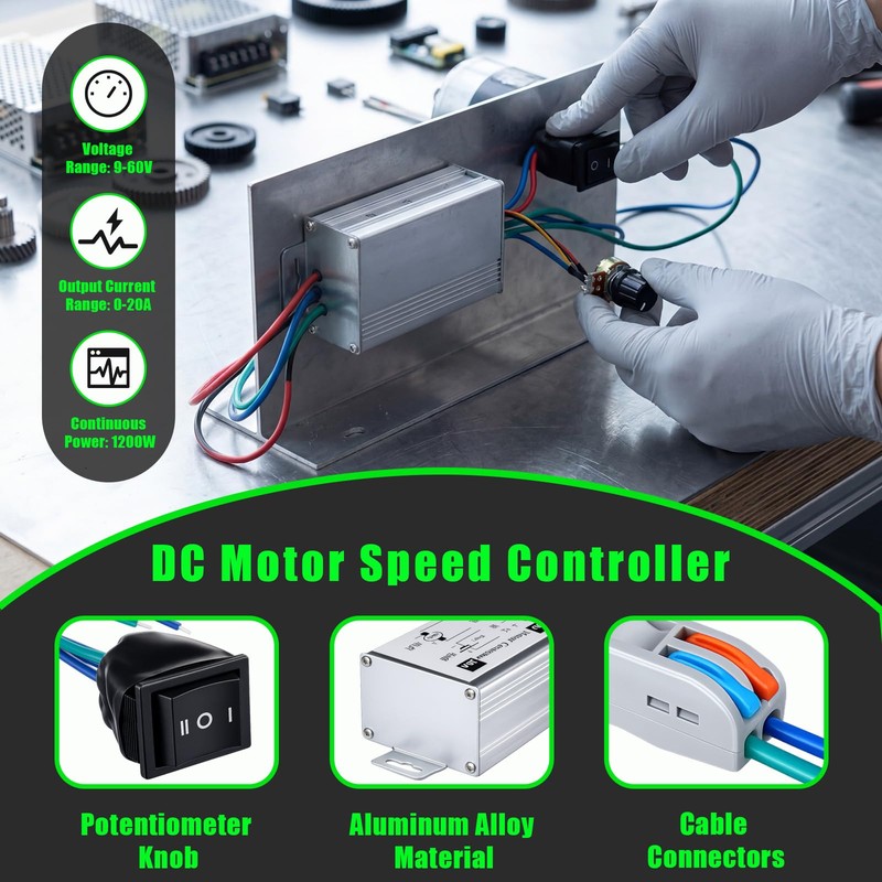 Kittmip 12V-24V DC Geared Motor Kit (3500-7000 RPM High Speed),