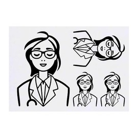 4 x 'Woman Doctor' Temporary Tattoos - Water Resistant, Skin-Safe, Non-Toxic Transfers, Mixed Sizes (TO00078412)