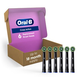 Oral-B Oral-B Cross Action Replacement Brush Heads for an Oral-B Electric Toothbrush, Pack of 6, Black