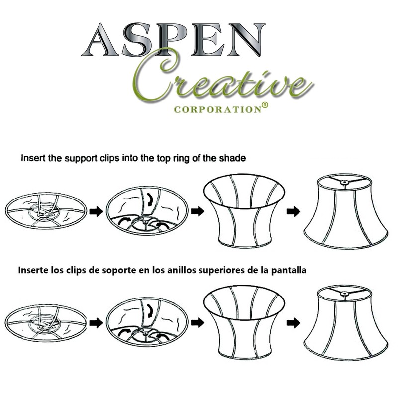 Aspen Creative 38023, Handsewn Bell Traditional Collapsible Spider Shade, White